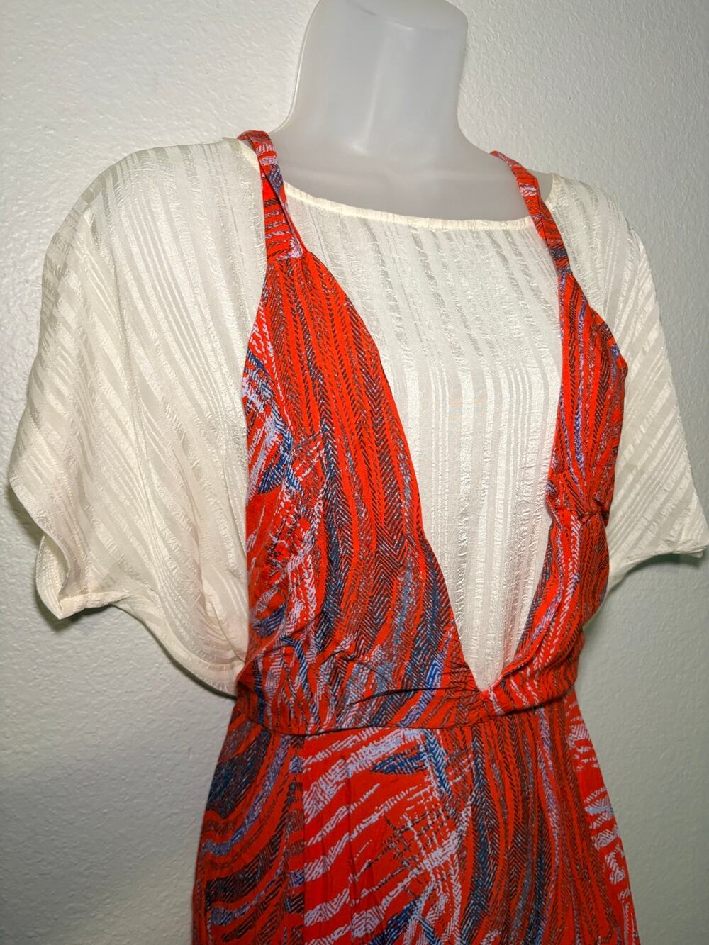 Free People Layered Abstract Print Maxi Dress w/ Adjustable Straps - Large